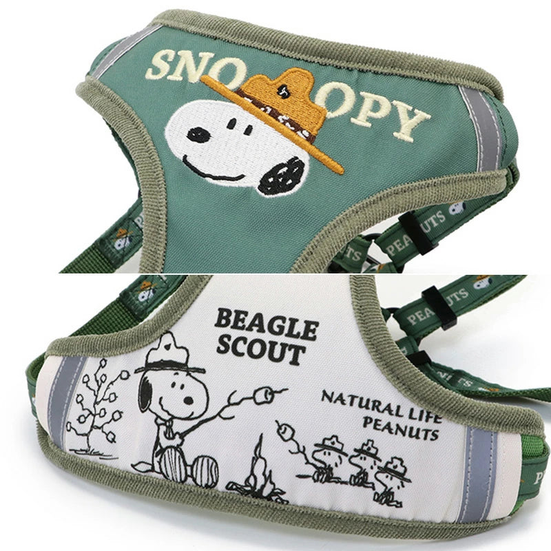 Snoopy Dog Harness Lead Harness & Lead | Cute Dog Harness Beagle Scout 50th Anniversary Reflective Mesh Lining Green Night Walks One Piece Stylish
