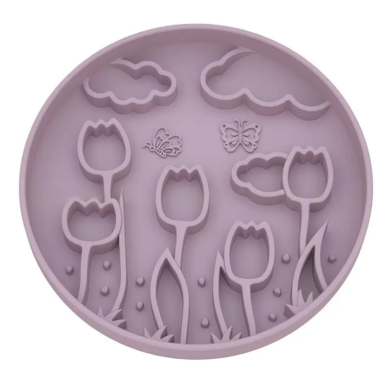 Tulips-Shaped 3-in-1 Pet Slow Food Bowl Silicone Licking Mat and Puzzle Feeder