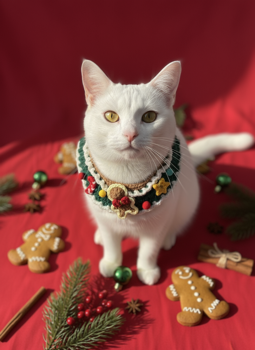 Handmade Xmas Bandana with Gingerbread Man