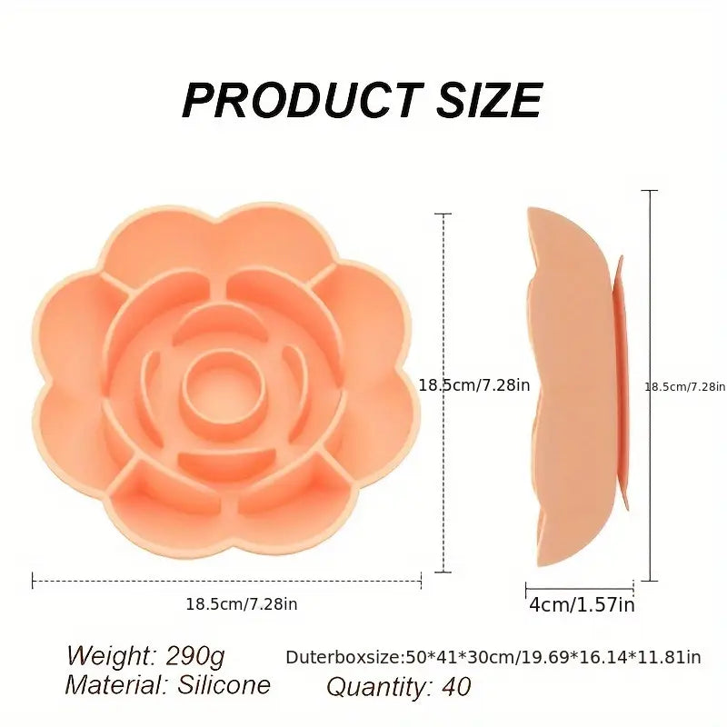 Rose-Shaped 3-in-1 Pet Slow Food Bowl Silicone Licking Mat and Puzzle Feeder