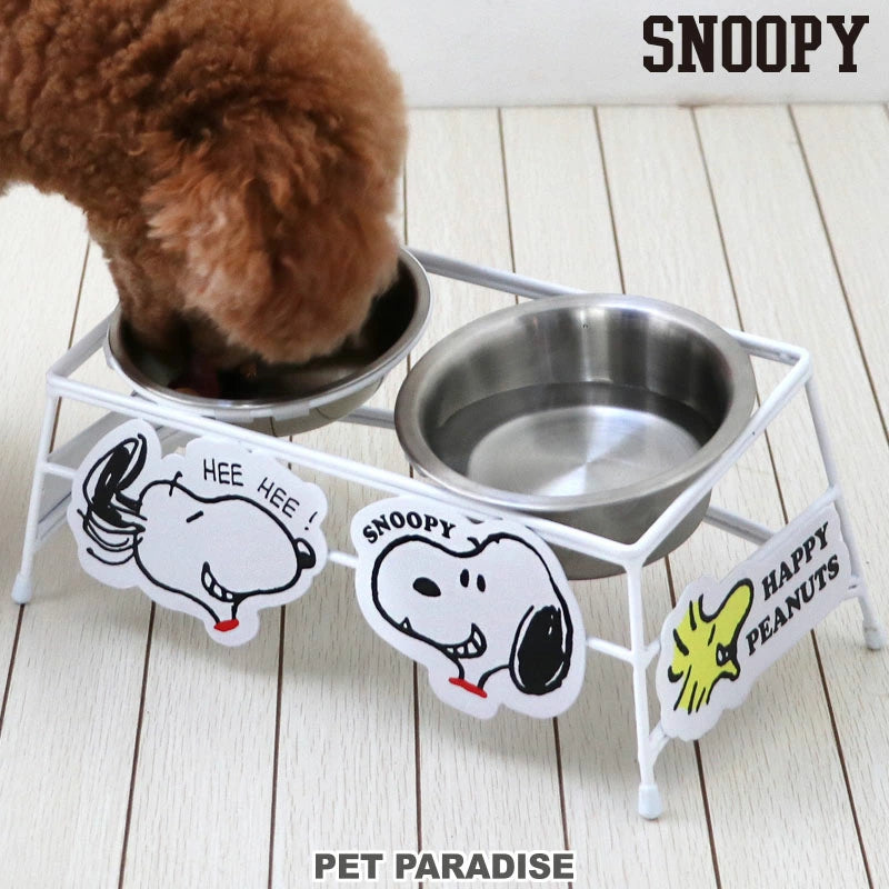 Snoopy Woodstock Dog Dish Wire Food Plate Small 2 Pieces | Double Food Bowl with Stand 2-Row Food Stand Character Gift Food Stand