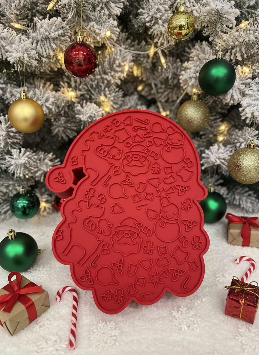 Xmas 3-in-1 Pet Slow Food Bowl Silicone Licking Mat and Puzzle Feeder Hamper