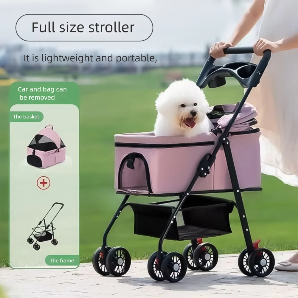 3-in-1 Pet Stroller/Carrier for Small Dogs Cats/Dog Car Seat - Dog Stroller with Detachable Carrier - Portable Folding Travel Pram Pushchair