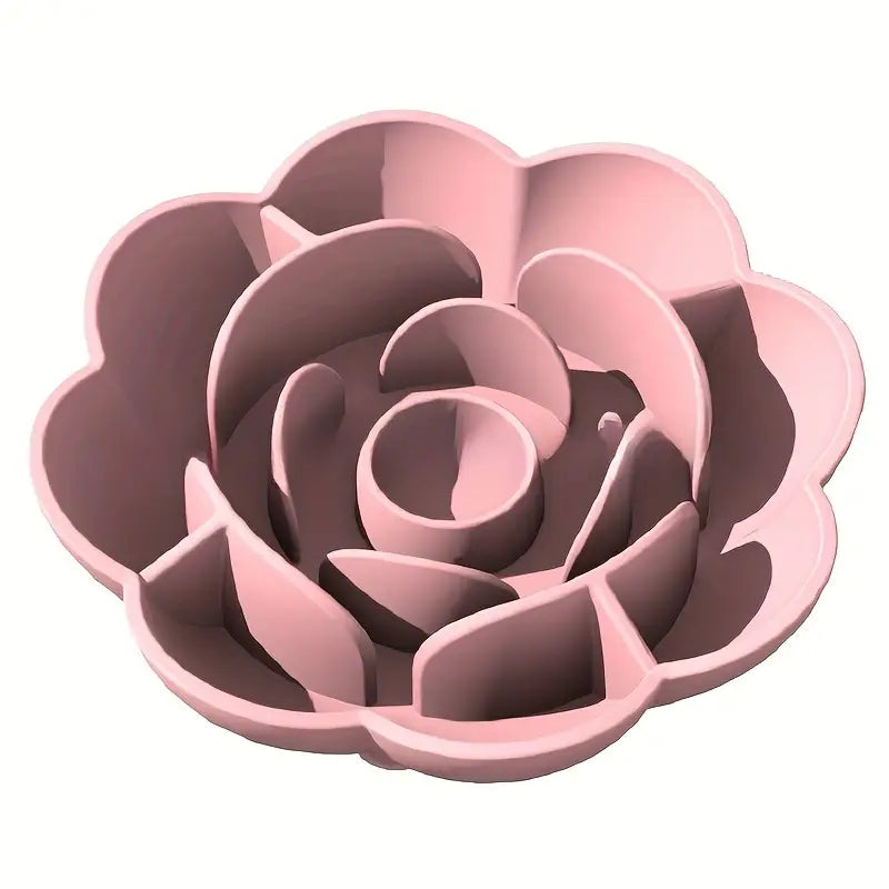 Rose-Shaped 3-in-1 Pet Slow Food Bowl Silicone Licking Mat and Puzzle Feeder