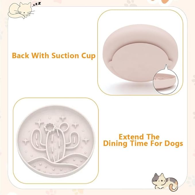 Cactus Shaped 3-in-1 Pet Slow Food Bowl Silicone Licking Mat and Puzzle Feeder