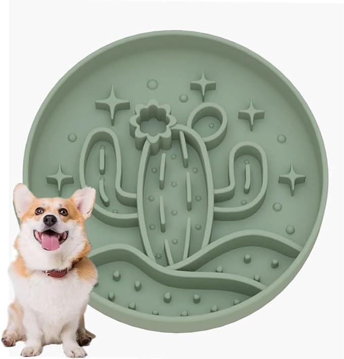 Cactus Shaped 3-in-1 Pet Slow Food Bowl Silicone Licking Mat and Puzzle Feeder