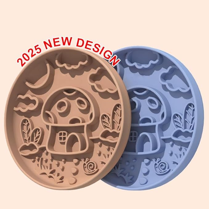 Mushroom Shaped 3-in-1 Pet Slow Food Bowl Silicone Licking Mat and Puzzle Feeder