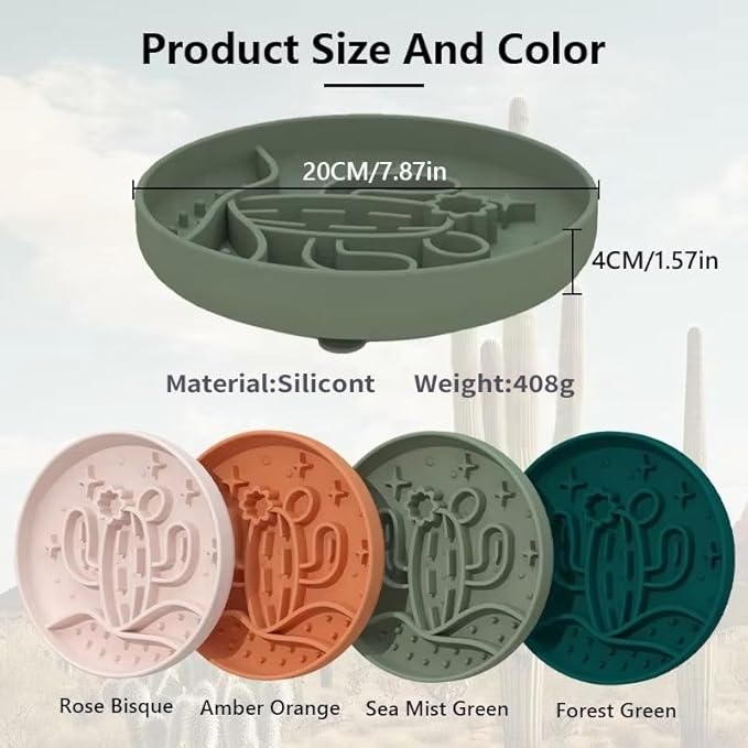 Cactus Shaped 3-in-1 Pet Slow Food Bowl Silicone Licking Mat and Puzzle Feeder