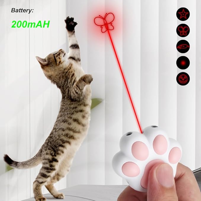 USB Rechargeable Training Chaser Interactive Toy Pointer 5 Adjustable Patterns Interactive Cat for Indoor Cats Dogs Pets
