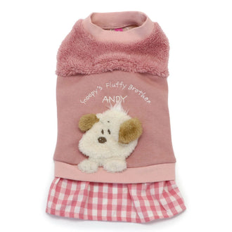 Snoopy Andy Dog Clothes Spring Side Open Sweatshirt Easy to Wear Small Dog Pink | Autumn/Winter Harness Lead Hole Layered Look Going Out Walking Stylish Cute Girl