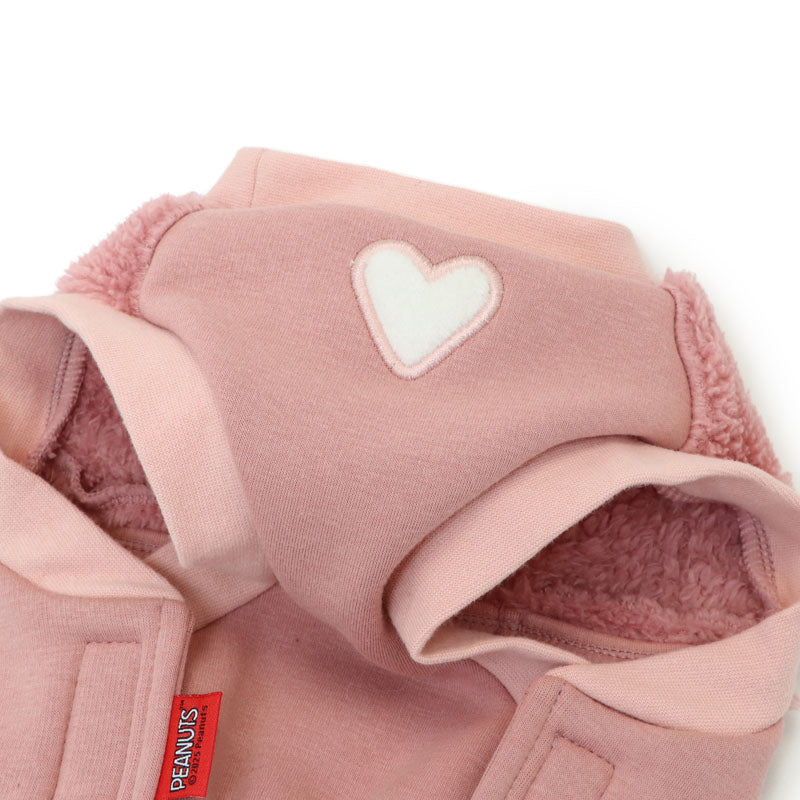 Snoopy Andy Dog Clothes Spring Side Open Sweatshirt Easy to Wear Small Dog Pink | Autumn/Winter Harness Lead Hole Layered Look Going Out Walking Stylish Cute Girl