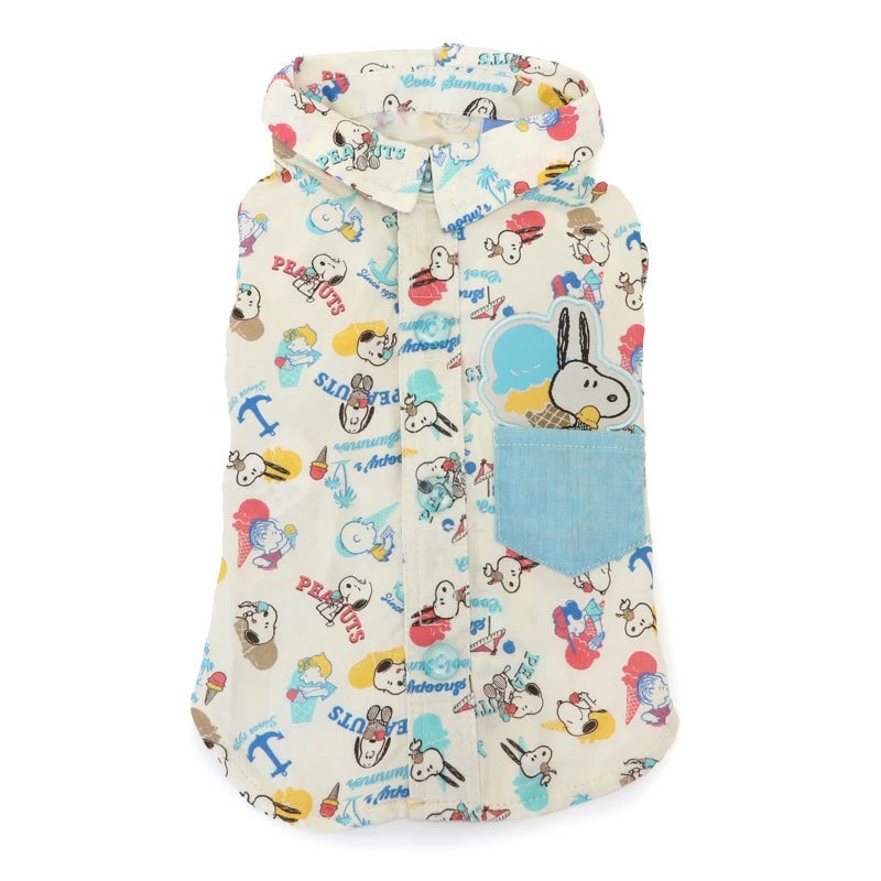 Dog clothes, open back, spring/summer, Snoopy aloha shirt, ice cream pattern