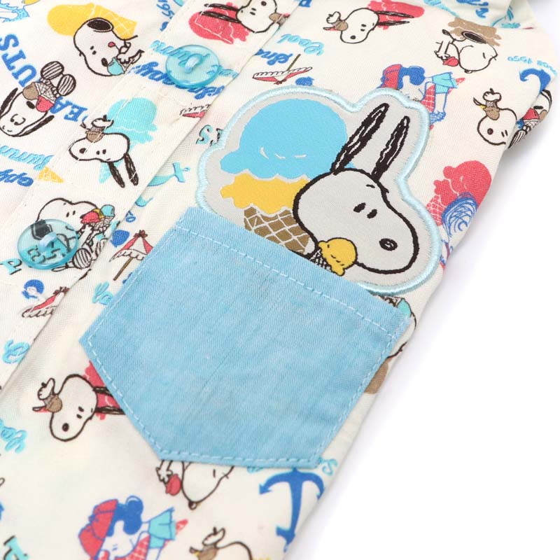 Dog clothes, open back, spring/summer, Snoopy aloha shirt, ice cream pattern