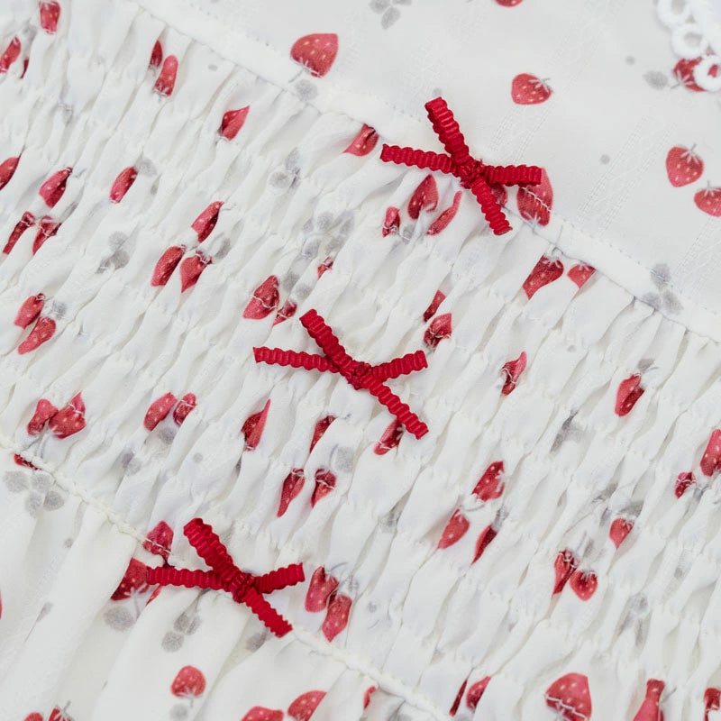 spring strawberry smocking dress