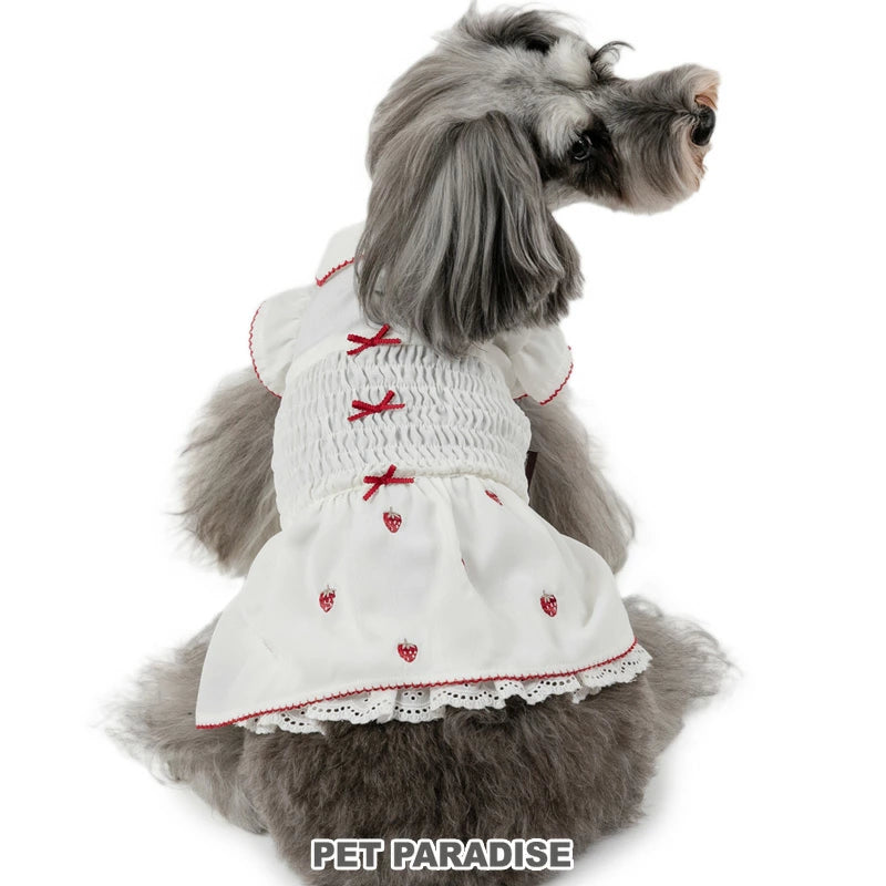 spring strawberry embroidery smocking dress
