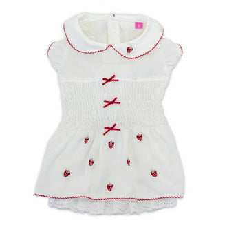 spring strawberry embroidery smocking dress