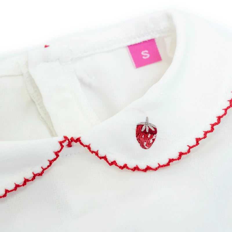 spring strawberry embroidery smocking dress