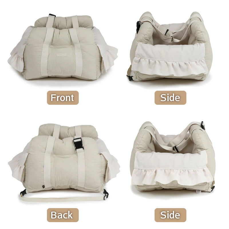 Quilted Dog Carrier with Cover | Stylish Car Seat/Carrier Bag for Traveling, Prevents Dogs from Jumping Out, and Fits the Passenger Seat