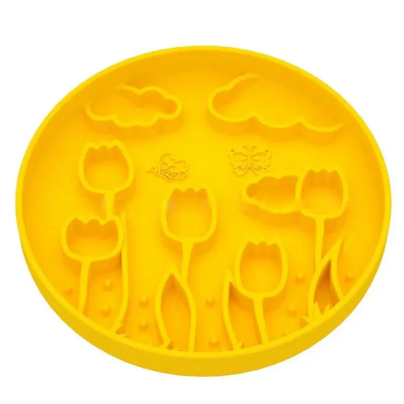 Tulips-Shaped 3-in-1 Pet Slow Food Bowl Silicone Licking Mat and Puzzle Feeder