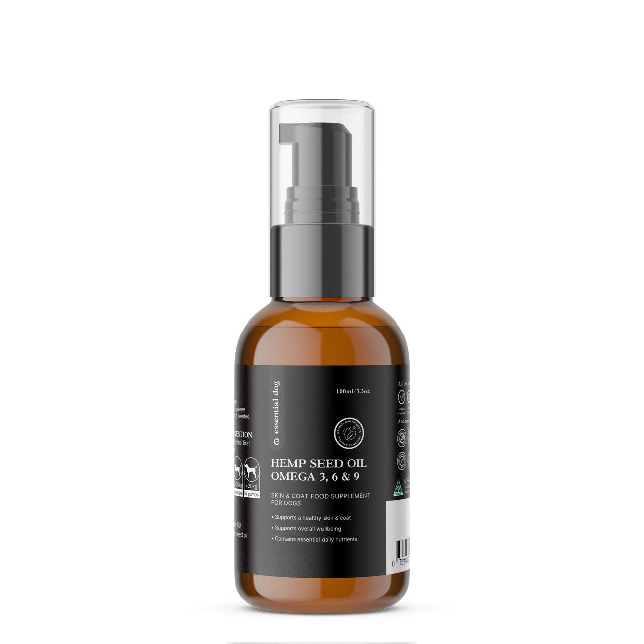 100% Raw Hemp Seed Oil: Skin, Coat and Stress Formula (Food Supplement) 100ml