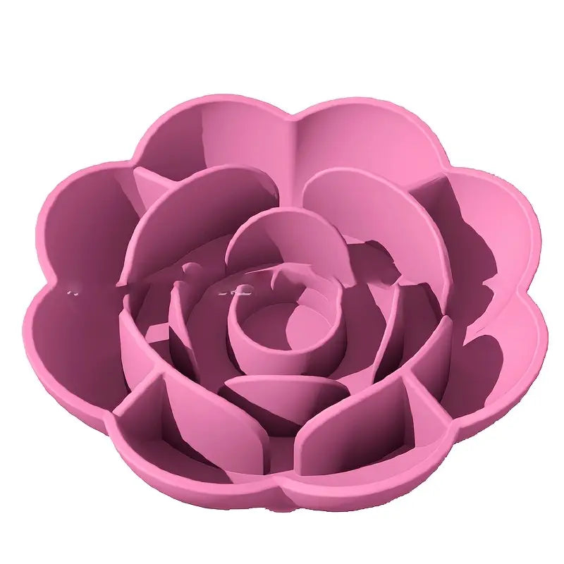 Rose-Shaped 3-in-1 Pet Slow Food Bowl Silicone Licking Mat and Puzzle Feeder