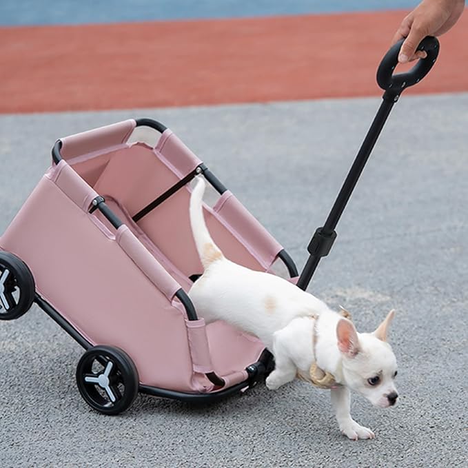 3 Colours Stroller 4 Wheels Folding Cart with Sun Protection Cover Pet Stroller for Travelling Shopping Walking Playing for Small Dogs Cats