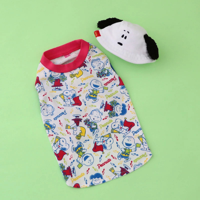 Snoopy dog clothes spring summer dog clothes T-shirt small dog bucket hat included | Hat summer stylish cute hat headgear bucket hat set