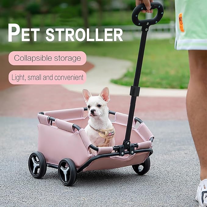 3 Colours Stroller 4 Wheels Folding Cart with Sun Protection Cover Pet Stroller for Travelling Shopping Walking Playing for Small Dogs Cats
