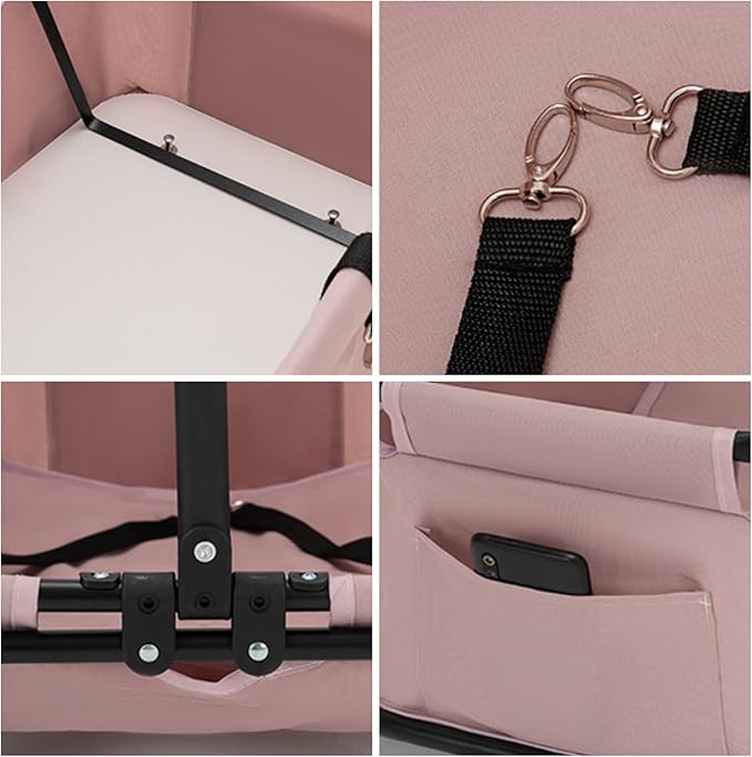 3 Colours Stroller 4 Wheels Folding Cart with Sun Protection Cover Pet Stroller for Travelling Shopping Walking Playing for Small Dogs Cats