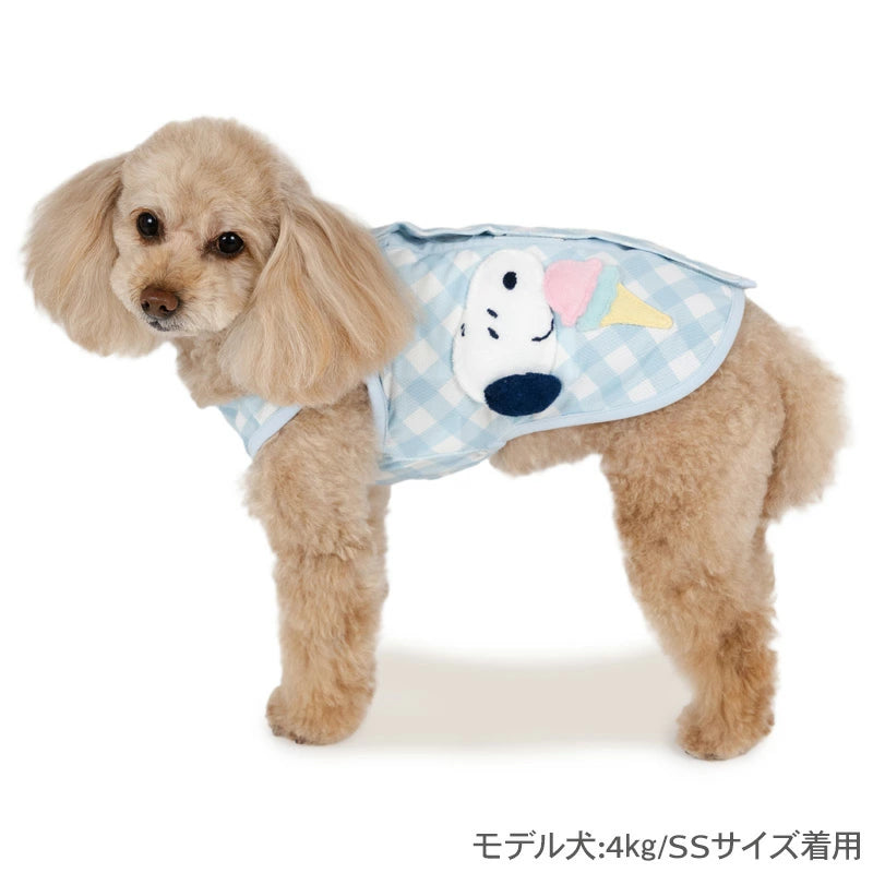 Snoopy Dog Clothes Spring Summer Pocket Cool Ice Pattern Tank Top Open Back Small Medium Large Dogs | Blue Ice Pack Cool Water Absorbent Quick Drying Cool to the Touch Pocket Cool