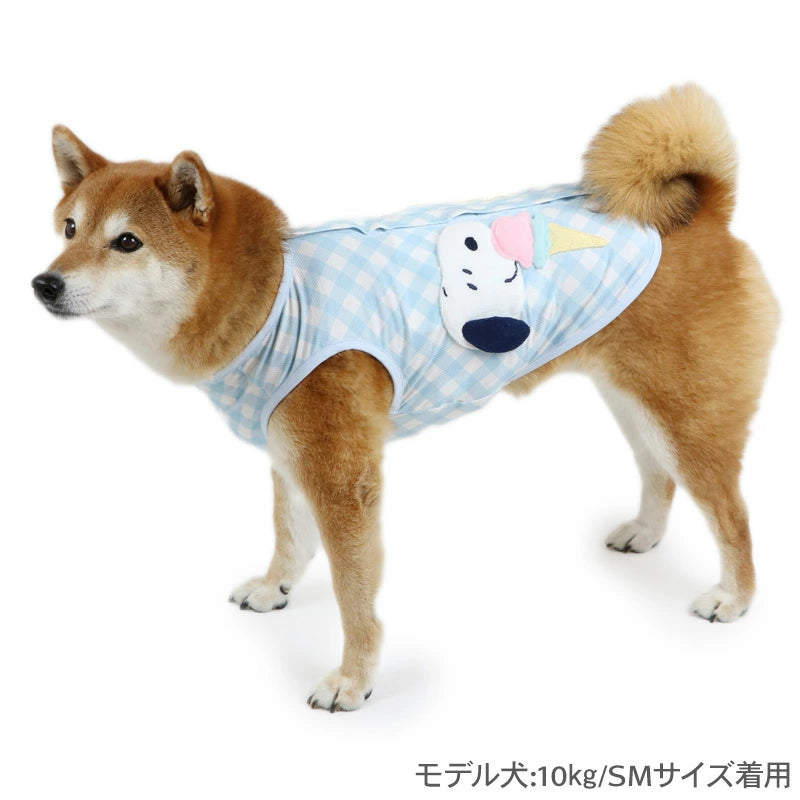 Snoopy Dog Clothes Spring Summer Pocket Cool Ice Pattern Tank Top Open Back Small Medium Large Dogs | Blue Ice Pack Cool Water Absorbent Quick Drying Cool to the Touch Pocket Cool