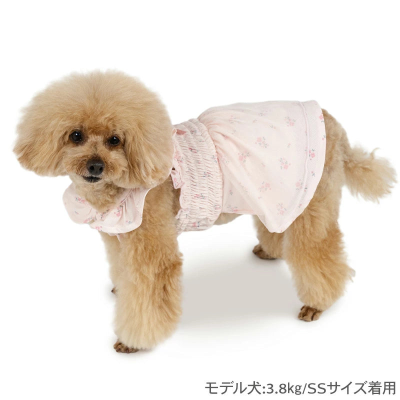 Dog clothes spring summer eco mesh floral print dress pink Ranked #1 Cool insect protection Cool to the touch Water absorbing Quick drying Eco mesh Easy to put on Coolmax Ecomade Going out Walking Stylish Cute Pet wear