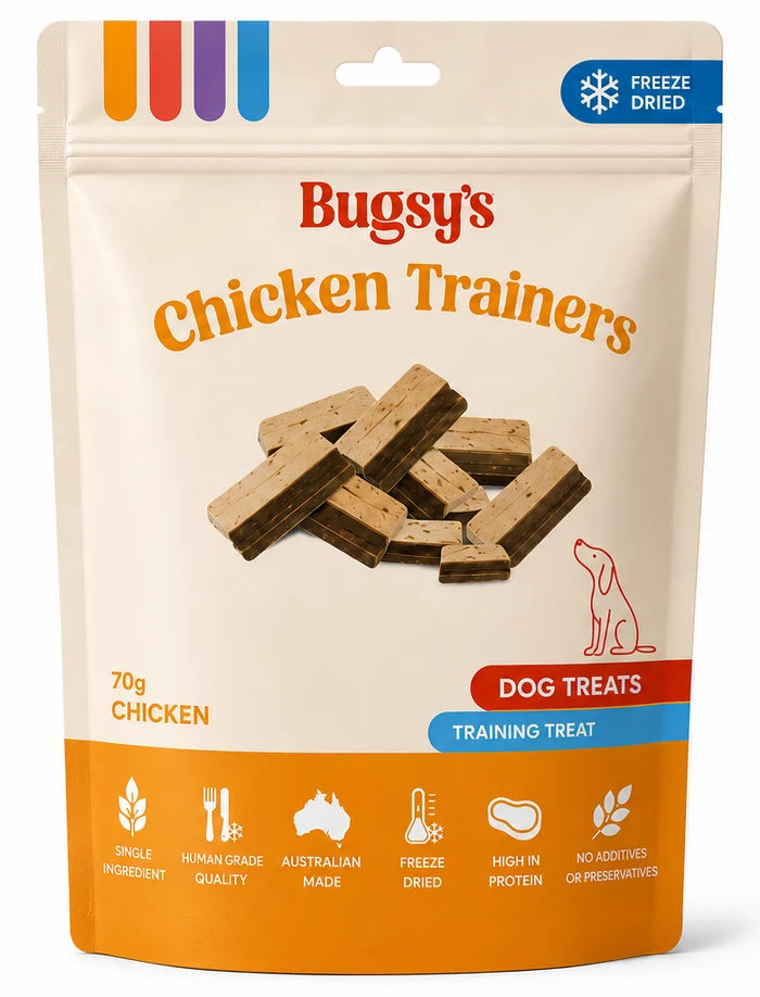 Bugsy Chicken Trainers 70g | Bugsy Freeze-Dried Chicken Treats