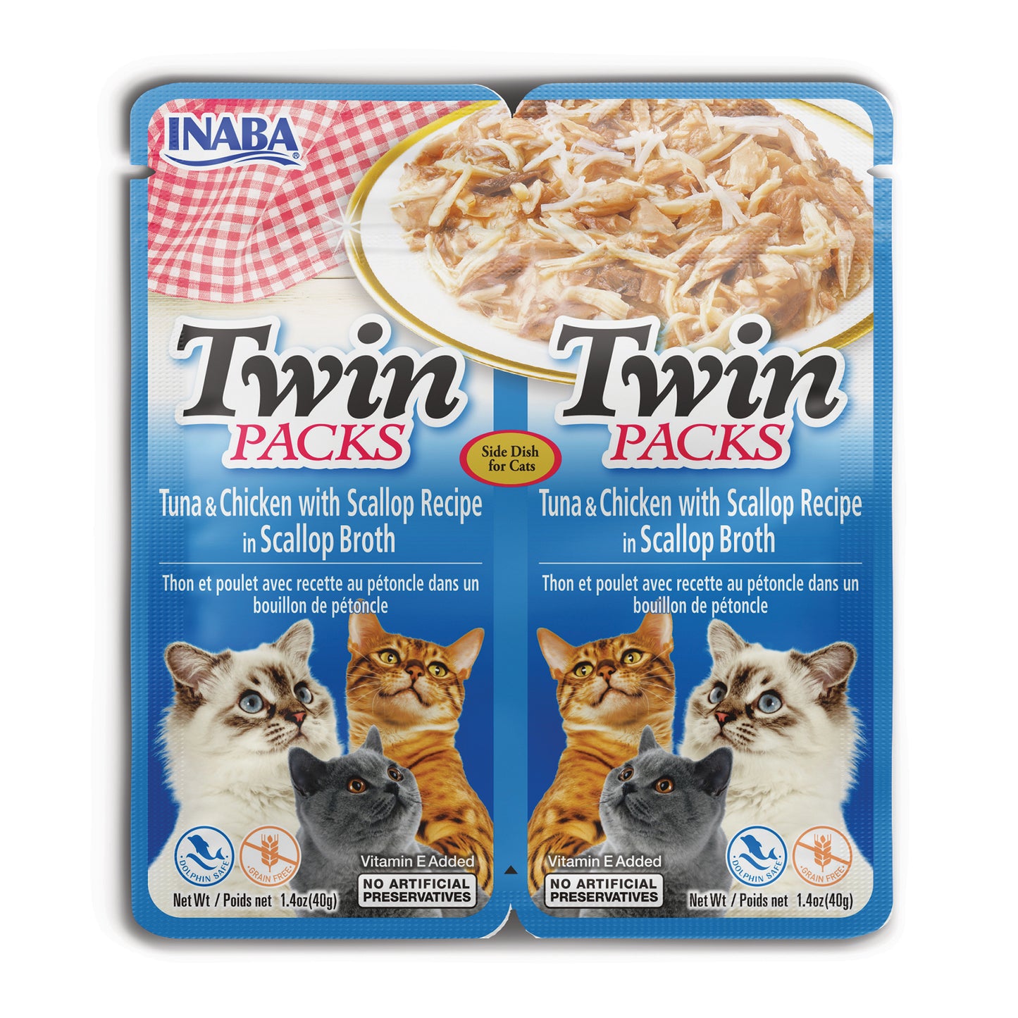 Inaba Twin Packs Tuna & Chicken with Scallop Recipe in Scallop Broth 80g (40g X 2 Packs)