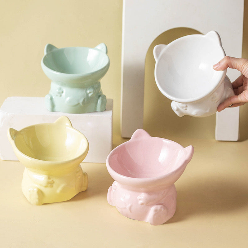 Elevated Bowl - sitting cat