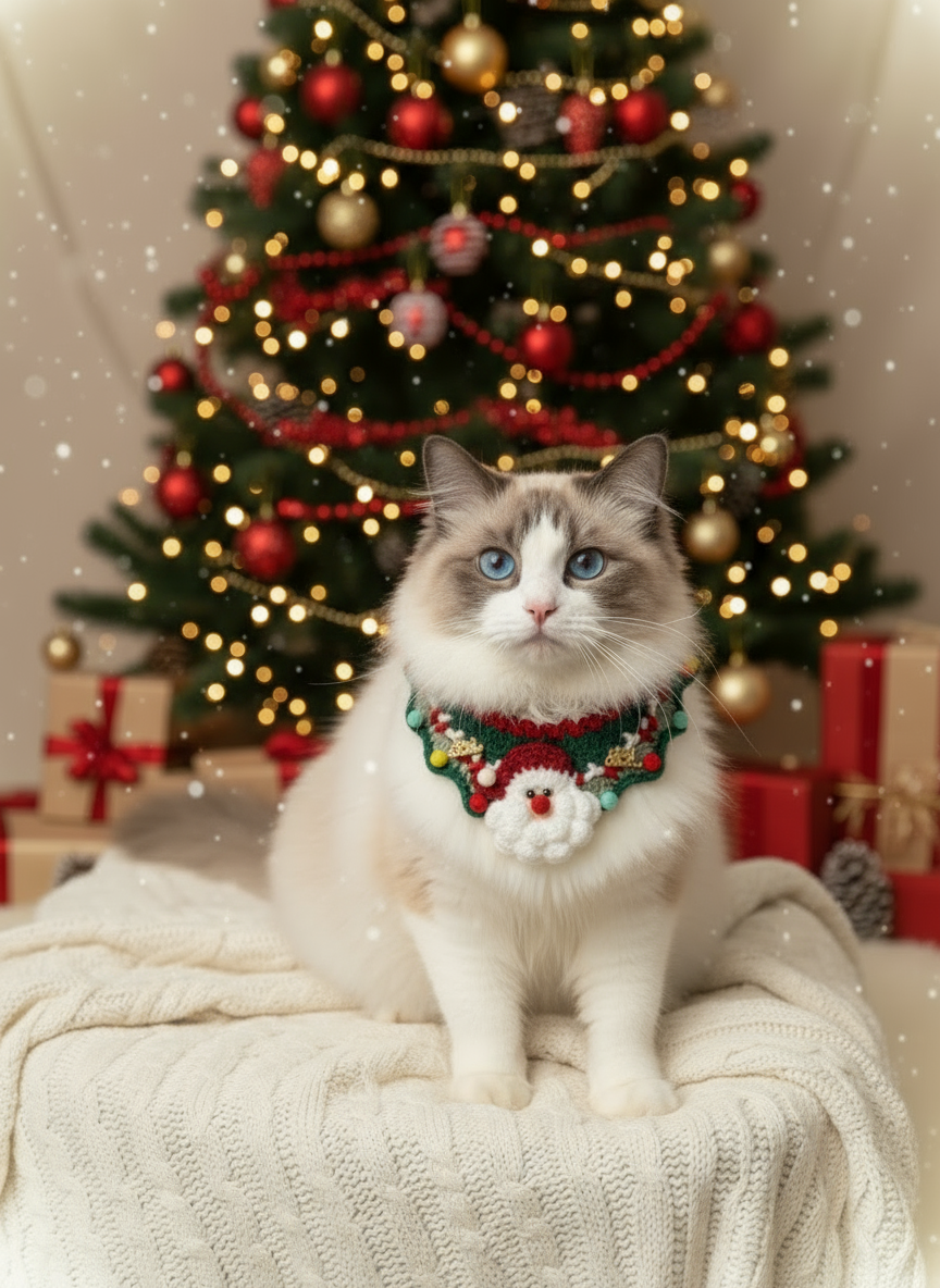 Handmade Xmas Bandana with Santa
