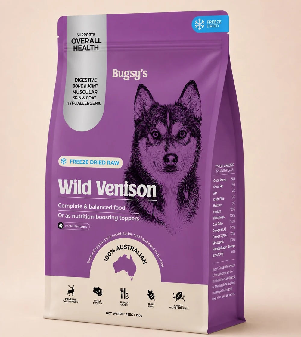 Bugsy Freeze-Dried Venison Dog Food | Complete & Balanced