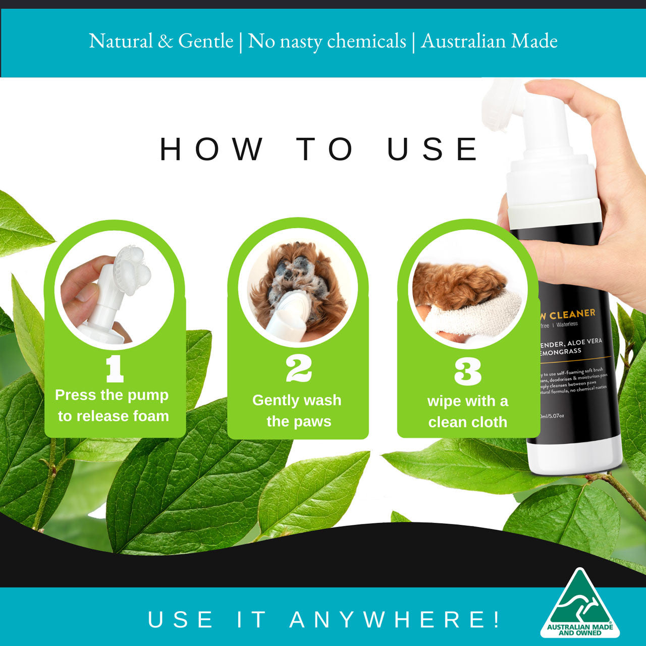 Rinse Free Portable Paw & Body Cleaner 150ml