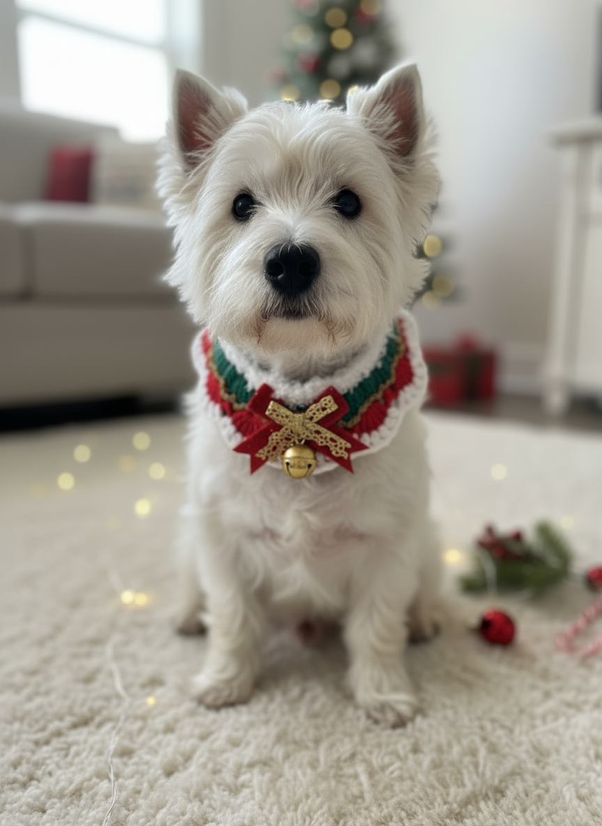 Handmade Xmas Bandana with a Bell
