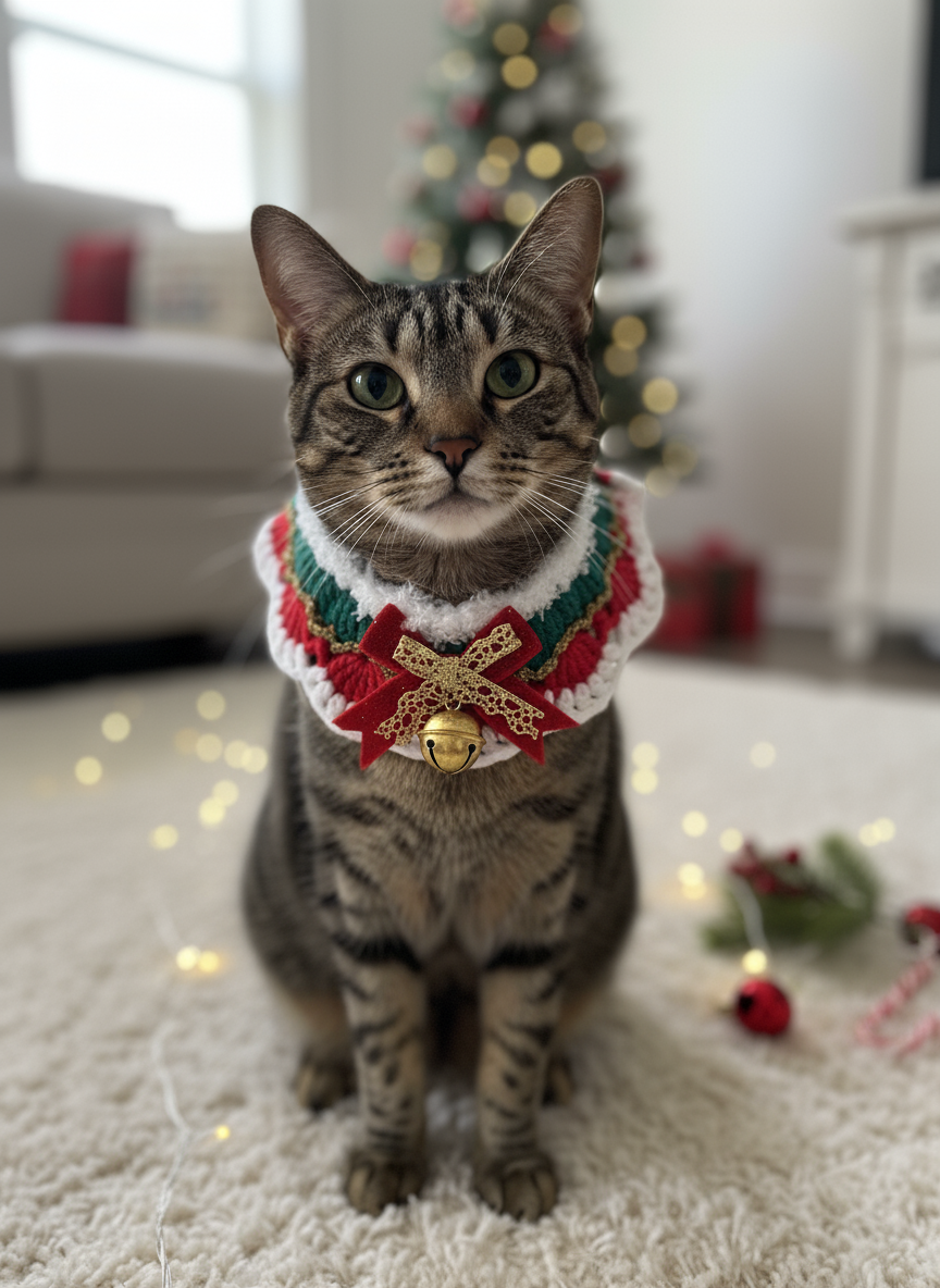 Handmade Xmas Bandana with a Bell