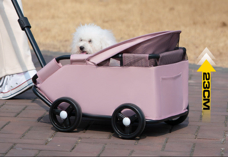 3 Colours Stroller 4 Wheels Folding Cart with Sun Protection Cover Pet Stroller for Travelling Shopping Walking Playing for Small Dogs Cats