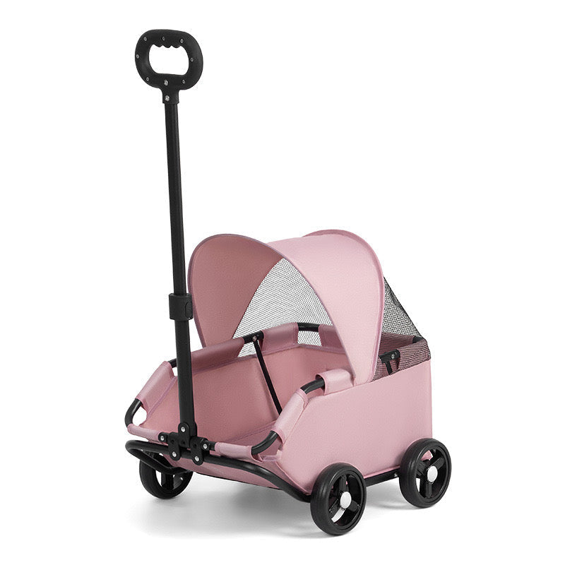 3 Colours Stroller 4 Wheels Folding Cart with Sun Protection Cover Pet Stroller for Travelling Shopping Walking Playing for Small Dogs Cats