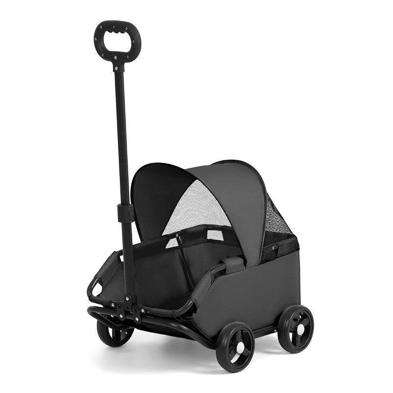 3 Colours Stroller 4 Wheels Folding Cart with Sun Protection Cover Pet Stroller for Travelling Shopping Walking Playing for Small Dogs Cats