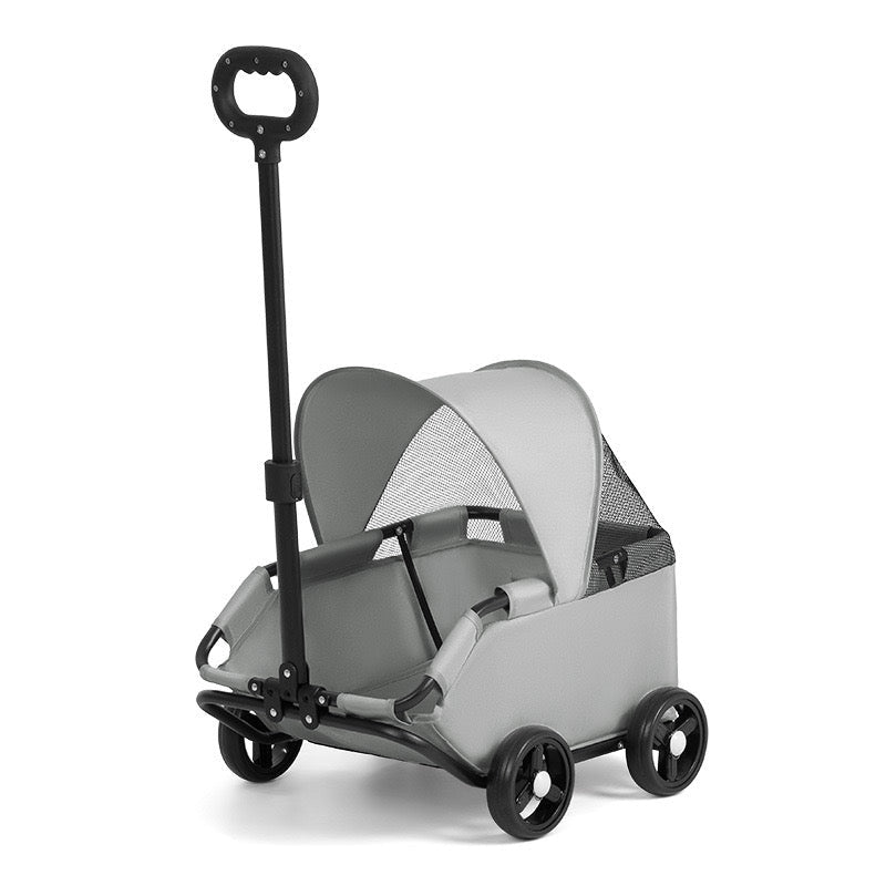 3 Colours Stroller 4 Wheels Folding Cart with Sun Protection Cover Pet Stroller for Travelling Shopping Walking Playing for Small Dogs Cats