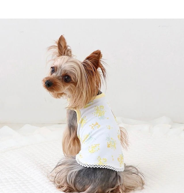 Tank top, large dog, mimosa pattern, sleeveless