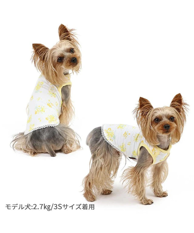 Tank top, small dog, medium sized dog, large dog, mimosa pattern, first tank | Puppy, sleeveless, ruffle, stylish, cute, pet wear, dog clothes