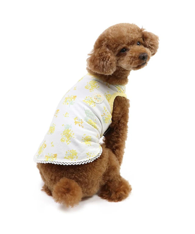Tank top, small dog, medium sized dog, large dog, mimosa pattern, first tank | Puppy, sleeveless, ruffle, stylish, cute, pet wear, dog clothes