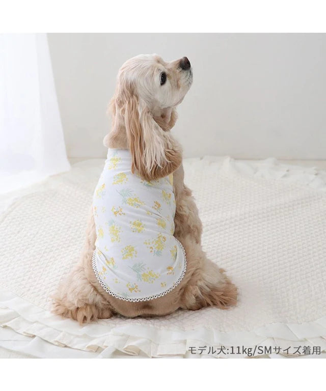 Tank top, small dog, medium sized dog, large dog, mimosa pattern, first tank | Puppy, sleeveless, ruffle, stylish, cute, pet wear, dog clothes