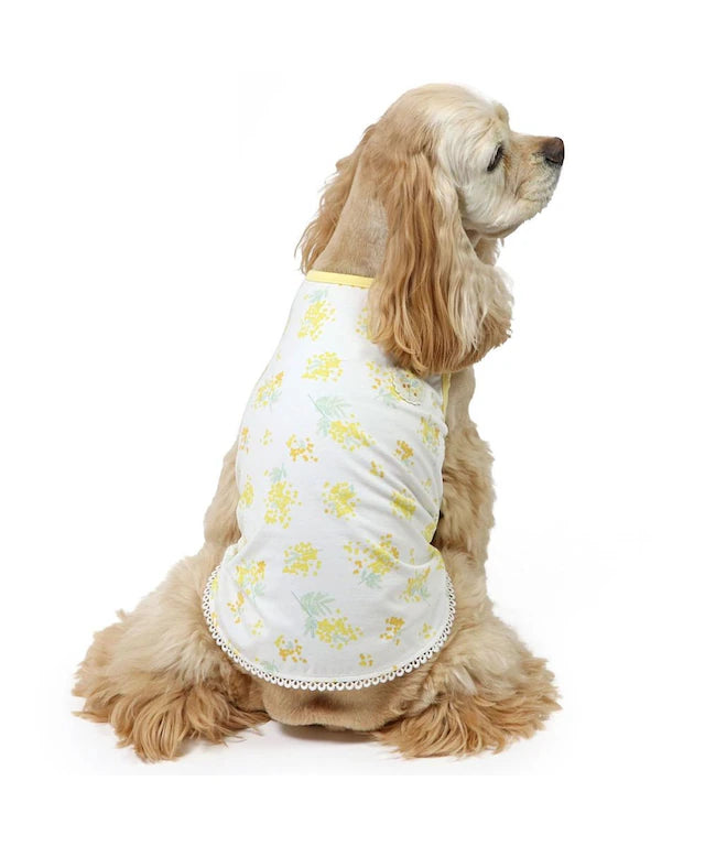 Tank top, small dog, medium sized dog, large dog, mimosa pattern, first tank | Puppy, sleeveless, ruffle, stylish, cute, pet wear, dog clothes