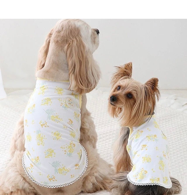 Tank top, large dog, mimosa pattern, sleeveless